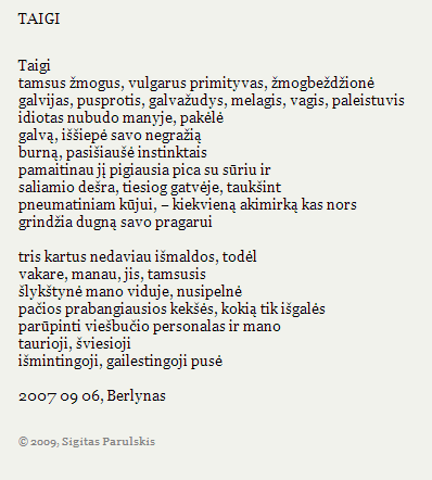 Lithuanian poem And So by Sigitas Parulskis