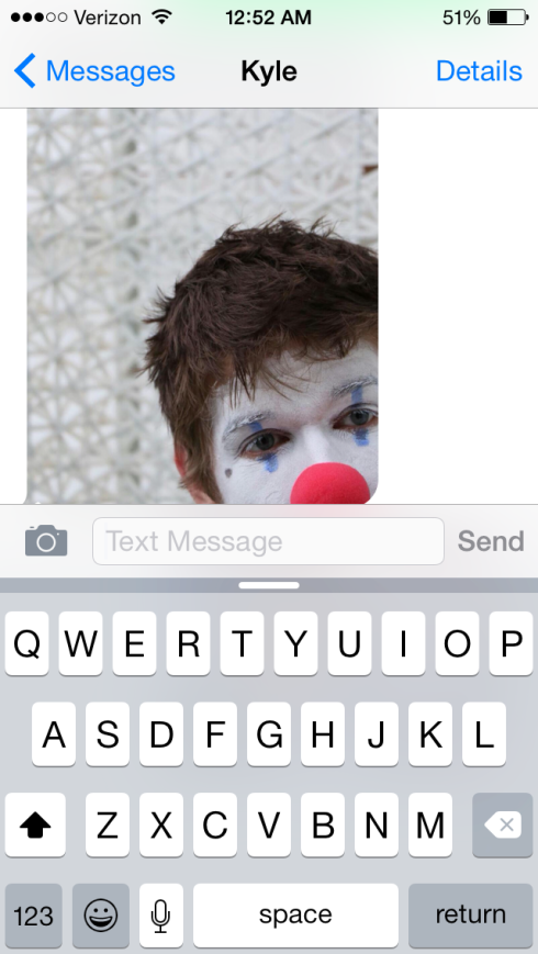 Me: What is this picture you just sent me? Roommate:  Is this not how you do Clown?